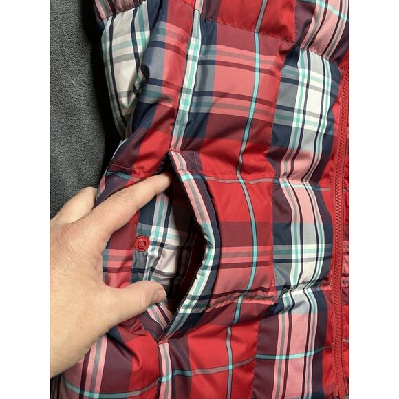 Lands’ End Puffer Vest Woman’s XL 18 Plaid Red Navy Down Feather Outdoor Holiday - Picture 7 of 9